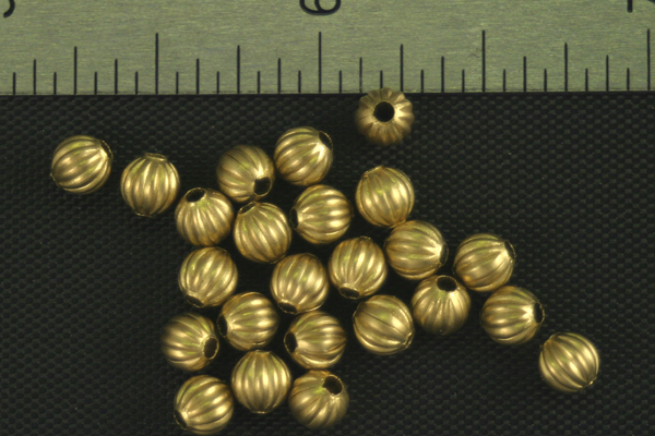 24pc VINTAGE STYLE 5mm RAW BRASS FLUTED BEAD LOT RB2-24